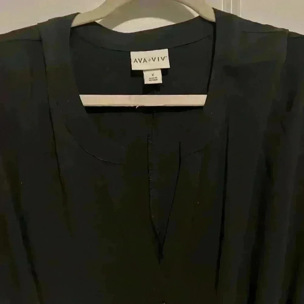 Ava & Viv size X black dress button down w tie like new condition - Picture 6 of 8
